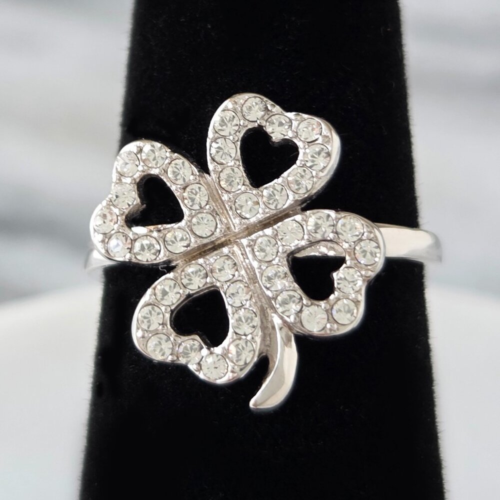 Shamrock Four Leaf Clover Ring - 925 Sterling Silver Saint Patricks